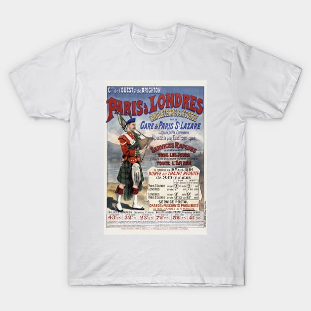 France England Vintage Railroad Travel Poster 1894 T-Shirt by vintagetreasure